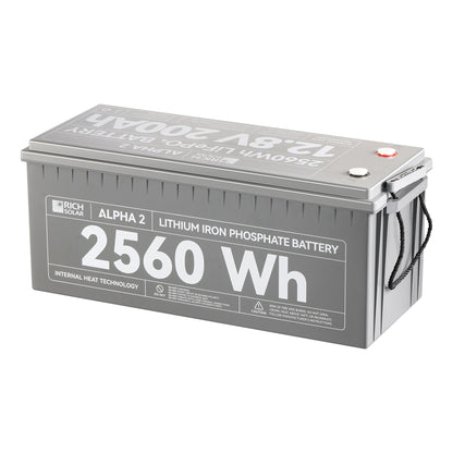 Rich Solar 2 | 12V 200Ah LiFePO4 Battery | Powerful 12V Lithium Battery for RVs, Trailers, Vans, Boats, Off-Grid | 5,000 Lifetime  - RS-B122SCycles | Bluetooth and Internal Heat Technology