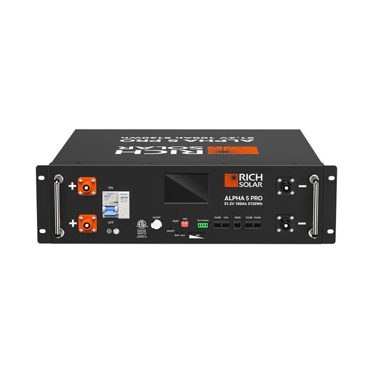 Rich Solar ALPHA 5 PRO Server Rack Battery | 51.2V 100Ah LiFePO4 Battery | 7,000 Lifetime Cycles | 10 Year Warranty | UL1973, UL9540A Certified