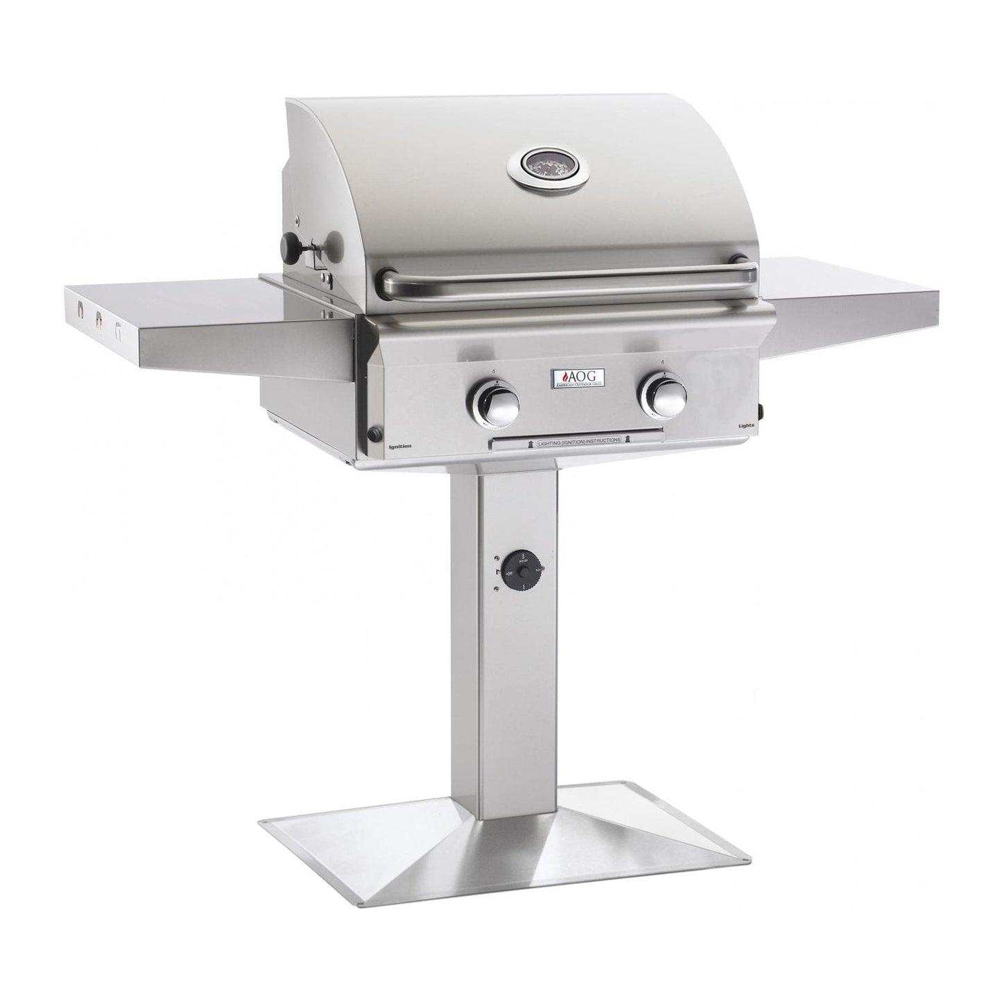 AOG American Outdoor Grill Propane Gas 24-Inch L-Series 2-Burner Grill on Pedestal - 24PPL-00SP
