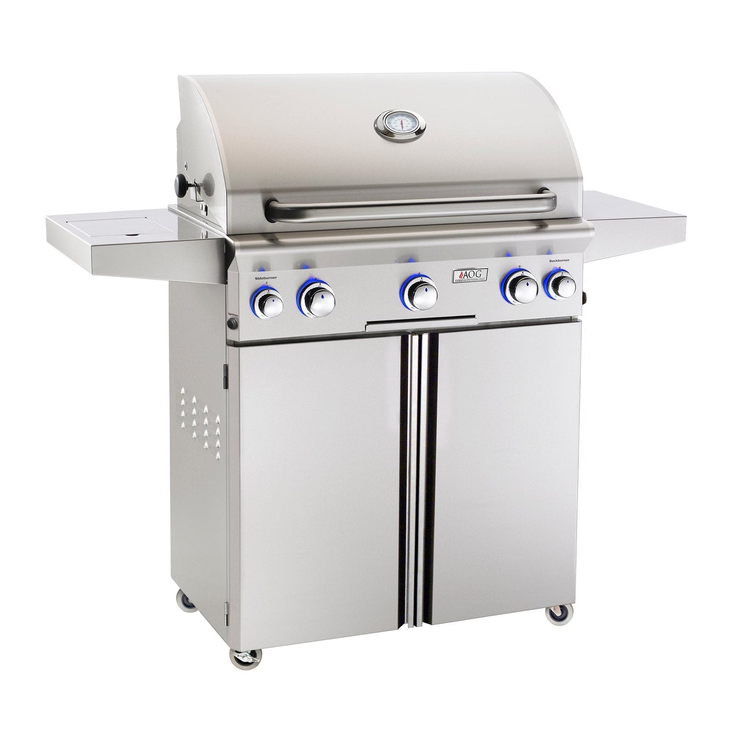 AOG American Outdoor Grill Propane Gas 30-Inch L-Series 3-Burner Freestanding Grill w/ Side Burner, Rotisserie Backburner and High Performance Rotisserie Kit - 30PCL
