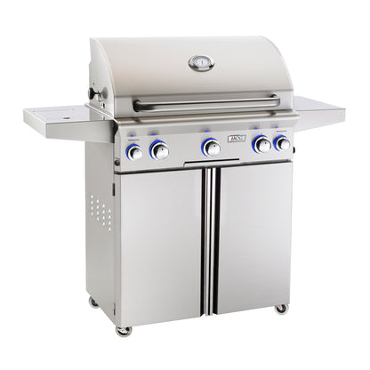 AOG American Outdoor Grill Propane Gas 30-Inch L-Series 3-Burner Freestanding Grill w/ Side Burner, Rotisserie Backburner and High Performance Rotisserie Kit - 30PCL