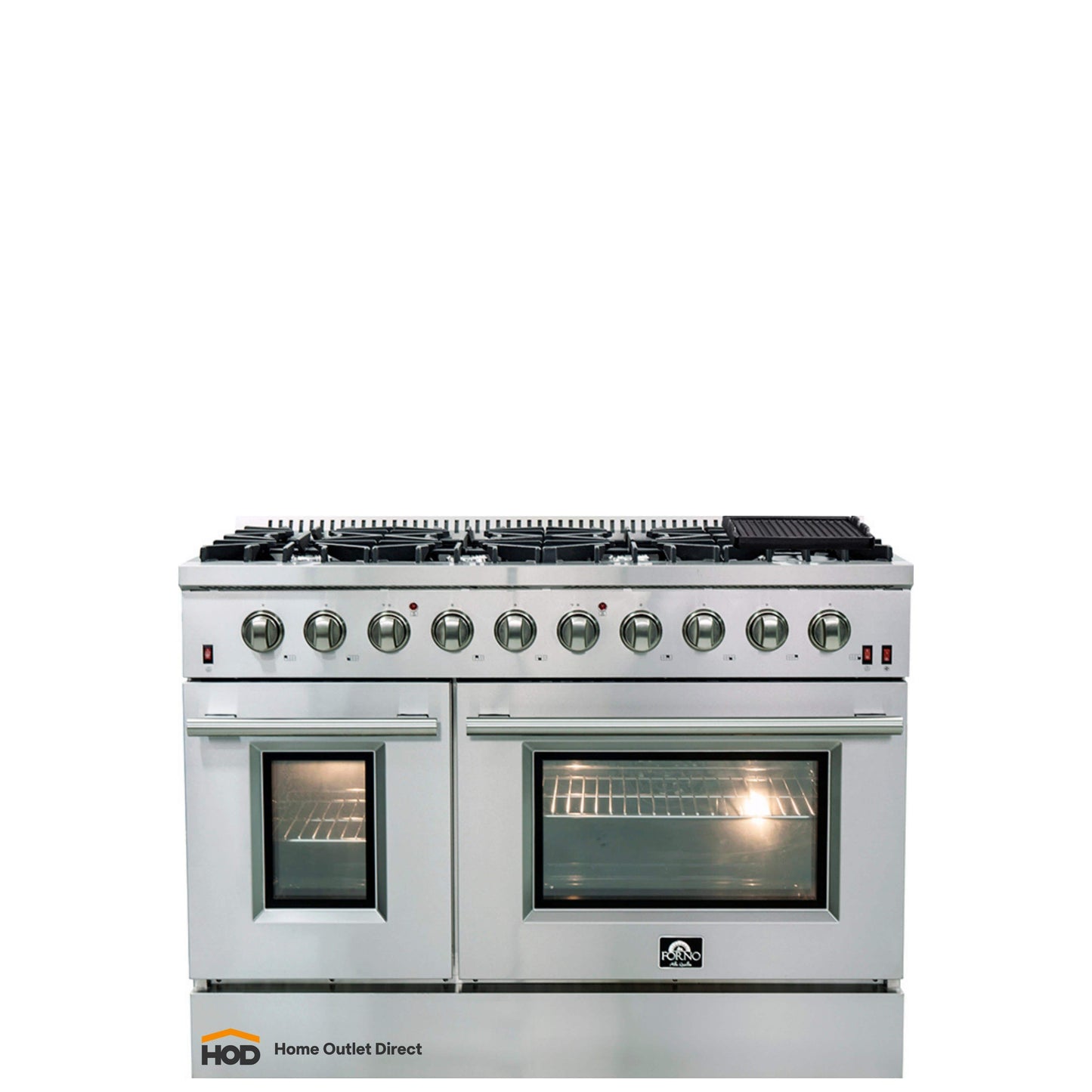 Forno 2-Piece Appliance Package - 48-Inch Gas Range & Wall Mount Hood in Stainless Steel - AP2-6244-48