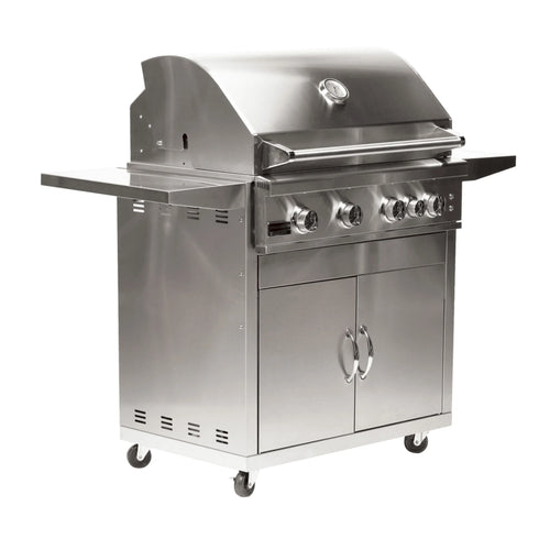 Broilmaster 32-Inch 4-Burners Premium Propane Gas Grill and Grill Cart in Stainless Steel - AP2-BSB324P