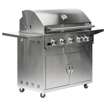 Broilmaster 40-Inch 5-Burner Premium Natural Gas Grill and Grill Cart in Stainless Steel - AP2-BSB405N