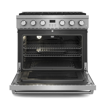 Thor Kitchen 36-Inch Propane Gas Range with 6 Burners, 6.0 Cu. Ft. Convection Oven in Stainless Steel  - ARG36LP