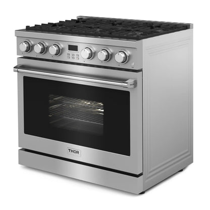 Thor Kitchen 36-Inch Propane Gas Range with 6 Burners, 6.0 Cu. Ft. Convection Oven in Stainless Steel  - ARG36LP