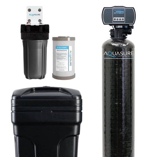 Aquasure Series | 32,000 Grains Water Softener | 10" Sediment/GAC/Zinc Triple Purpose Whole House Water Filter - AS-HS32SCP