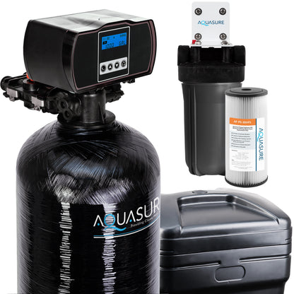 Aquasure Series | 48,000 Grains Water Softener w/ Fine Mesh Resin and Pleated Sediment Filter - AS-HS48FMP