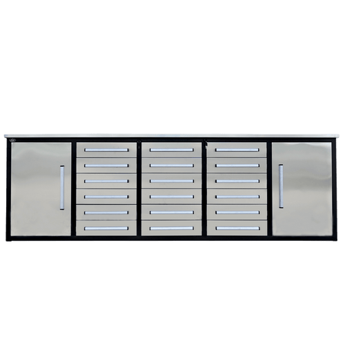 Chery Industrial AS-IS 10ft Storage Cabinet with Workbench 18 Drawers & 2 Cabinets