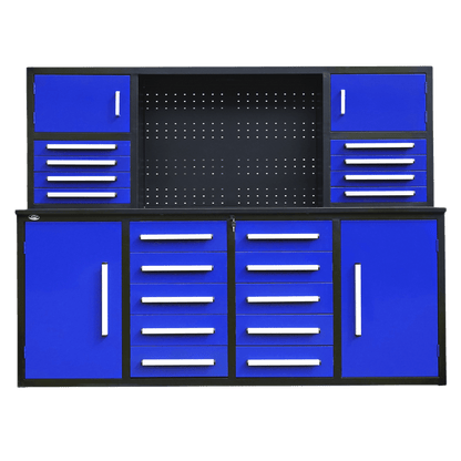 Chery Industrial AS-IS 7' Garage Storage Cabinet with Workbench 18 Drawers & 4 Cabinets & Pegboard