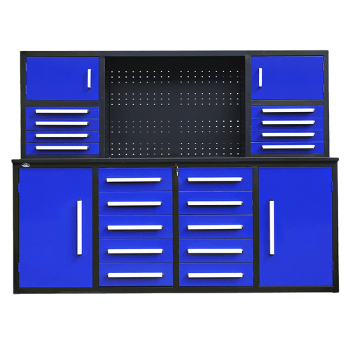 Chery Industrial AS-IS 7' Garage Storage Cabinet with Workbench 18 Drawers & 4 Cabinets & Pegboard
