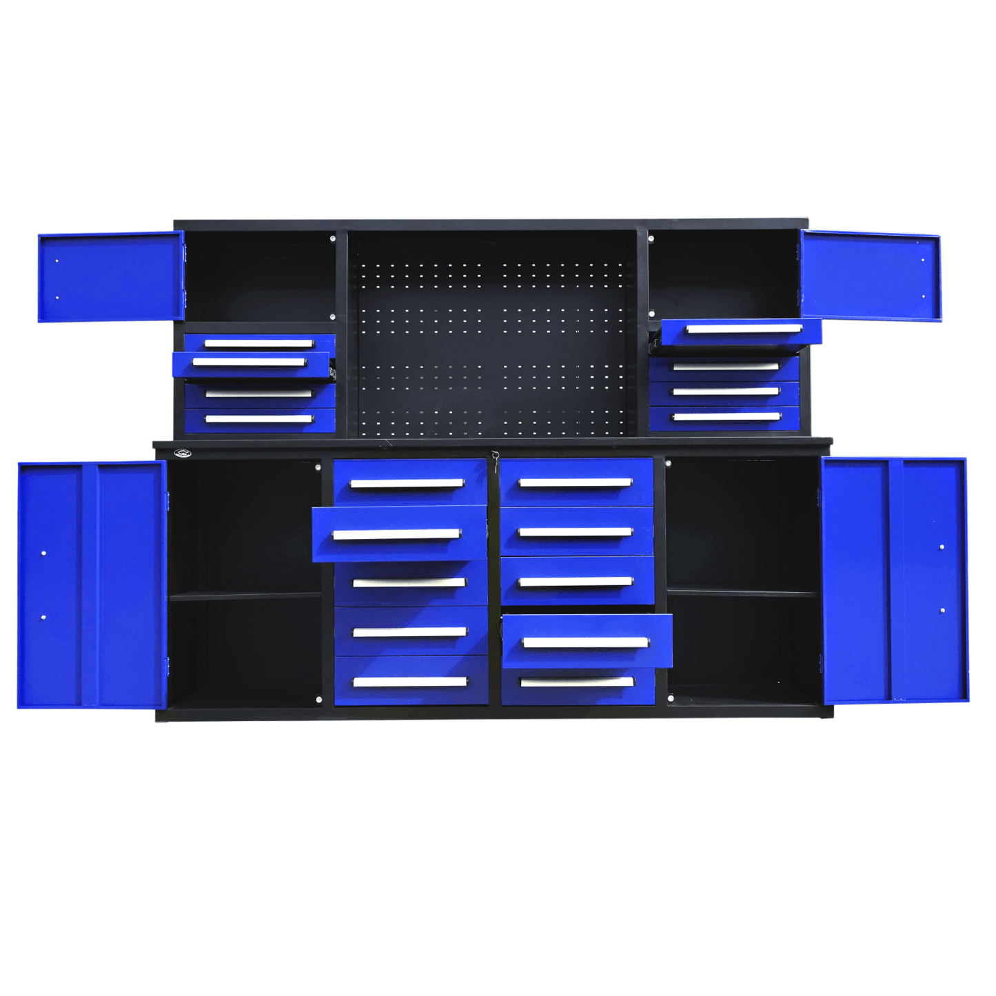 Chery Industrial AS-IS 7' Garage Storage Cabinet with Workbench 18 Drawers & 4 Cabinets & Pegboard