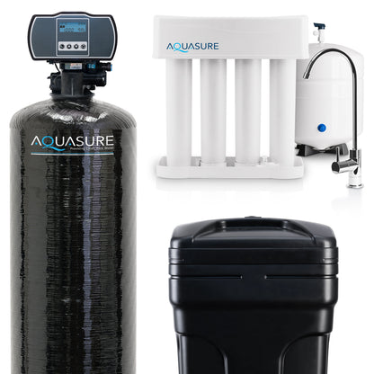 Aquasure Series | 64,000 Grains Whole House Water Softener & 75 GPD Reverse Osmosis System Bundle - AS-PR75HS64D