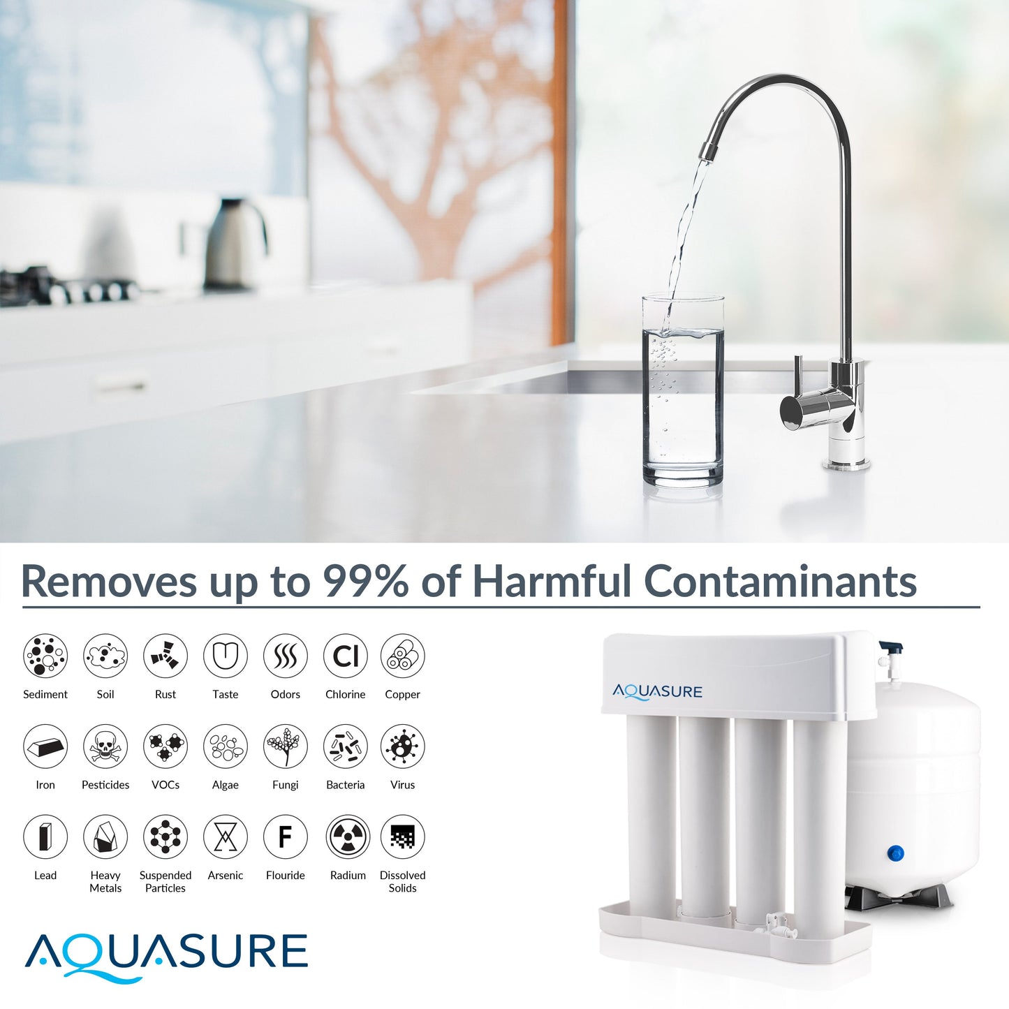 Aquasure Elite | 1,000,000 Gallons Whole House Water Treatment System with 48,000 Grains Fine Mesh Resin and KDF85 Carbon Media and 12 GPM Quantum UV deactivator System - AS-SE1000FMU