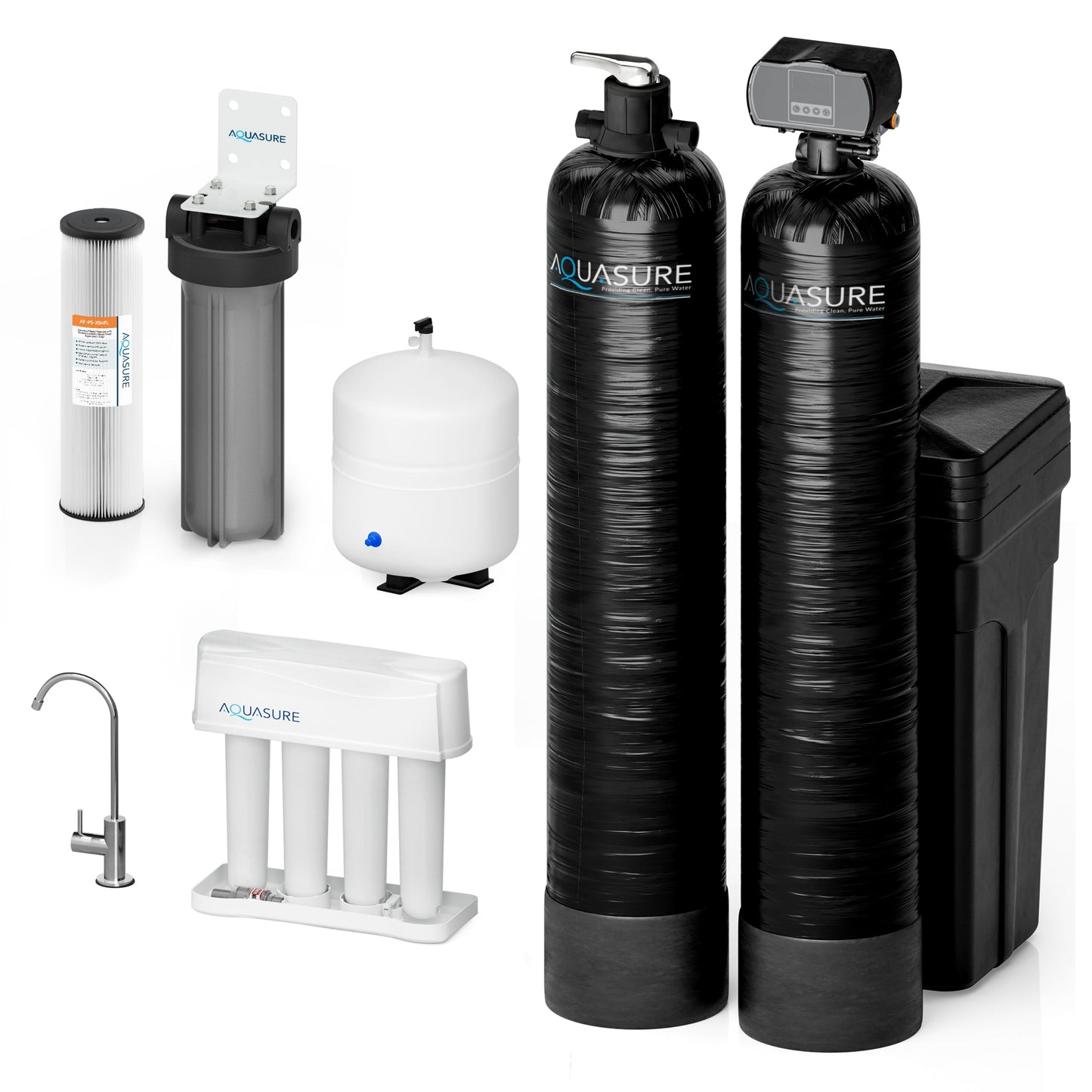 Aquasure Elite | 1,000,000 Gallons Whole House Water Filter Treatment Bundle with 48,000 Grains Softener w/ Fine Mesh Resin, 75 GPD Reverse Osmosis System - AS-SE1000FM