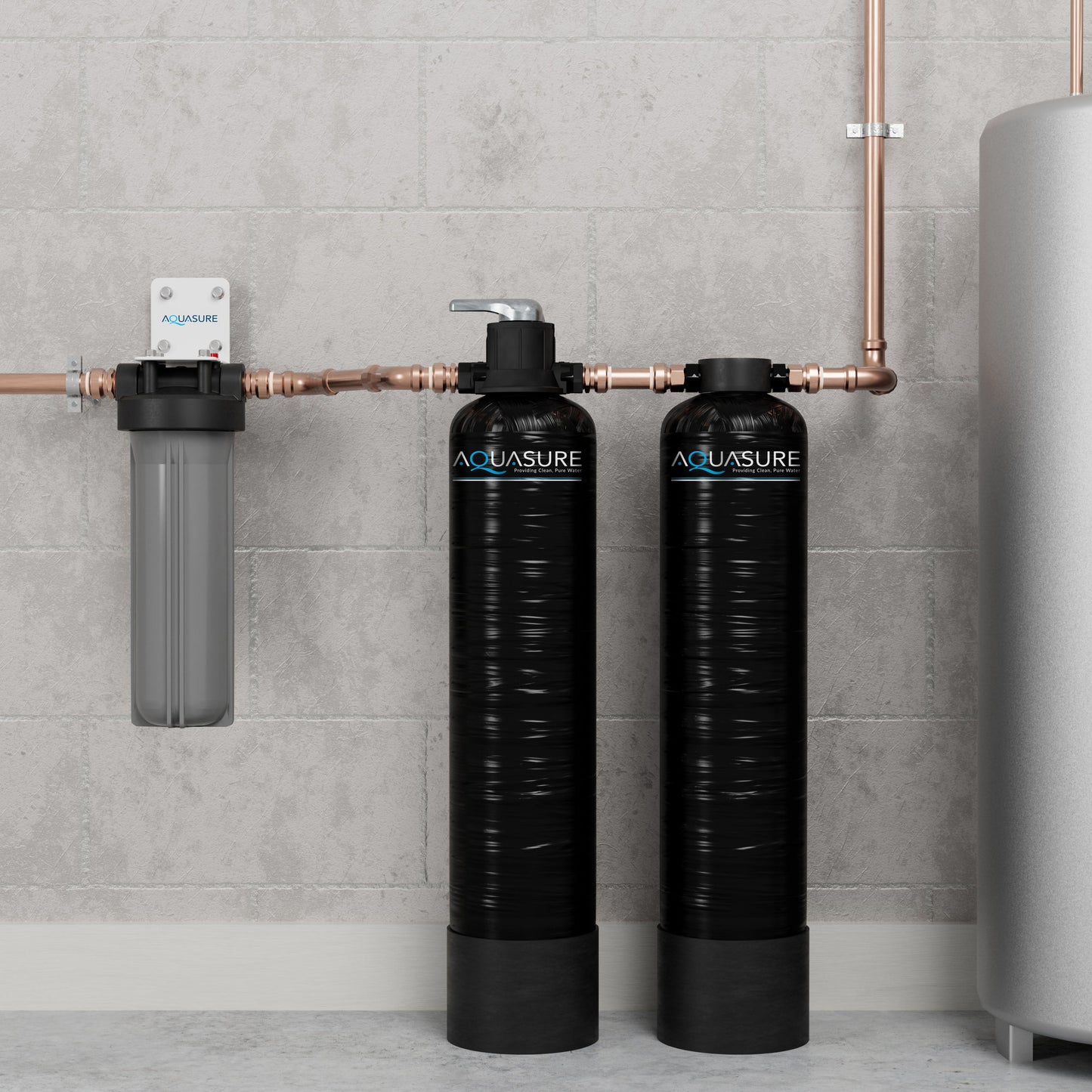 Aquasure Lite Series | 800K Gallons Whole House Salt-Free Conditioning/Softening Descaler  - AS-SF800CKBundle with Water Treatment System and Pleated Sediment Pre-Filter