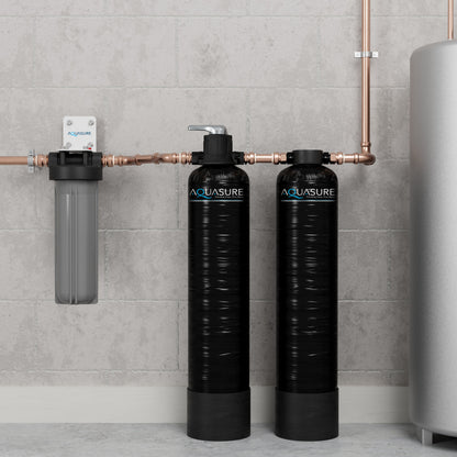 Aquasure Lite Series | 800K Gallons Whole House Salt-Free Conditioning/Softening Descaler  - AS-SF800CKBundle with Water Treatment System and Pleated Sediment Pre-Filter