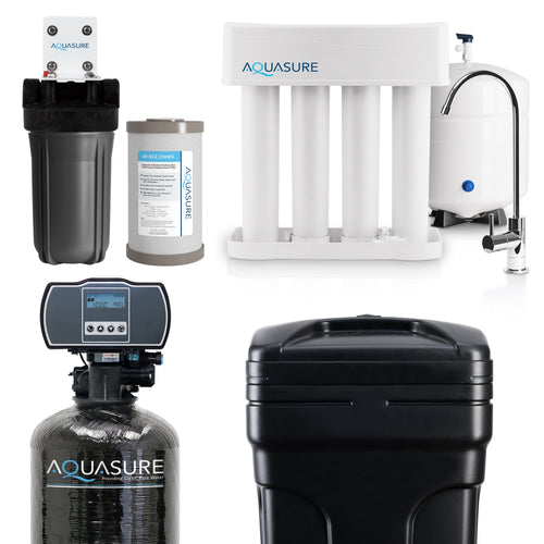 Aquasure Pro | Whole House Water Filter Bundle with 48,000 Grains Softener, 75 GPD Reverse Osmosis System & Triple Purpose Pre-Filter - AS-WHF48D