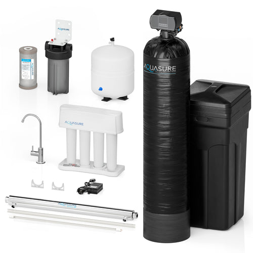 Aquasure Series | 64,000 Grains Water Softener with 12 GPM Quantum UV Purification and 75 GPD Reverse Osmosis RO System - AS-WSUV64RO