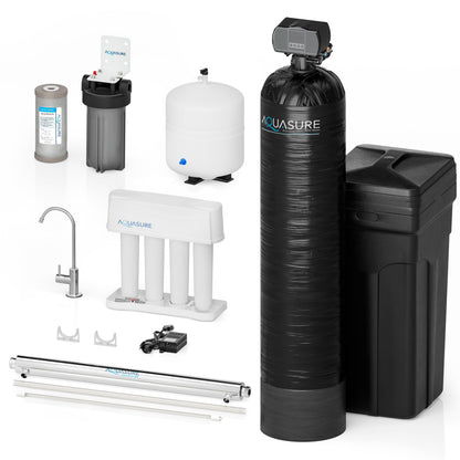 Aquasure Series | 64,000 Grains Water Softener with 12 GPM Quantum UV Purification and 75 GPD Reverse Osmosis RO System - AS-WSUV64RO