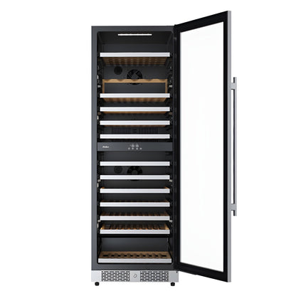 Avallon 24 Inch Wide 140 Bottle Capacity Built-In or Free Standing Wine Cooler with Wood Shelves, Dual Zone Cooling, Door Alarm, Door Lock and Energy Star Rated - AWC243TDZRHA