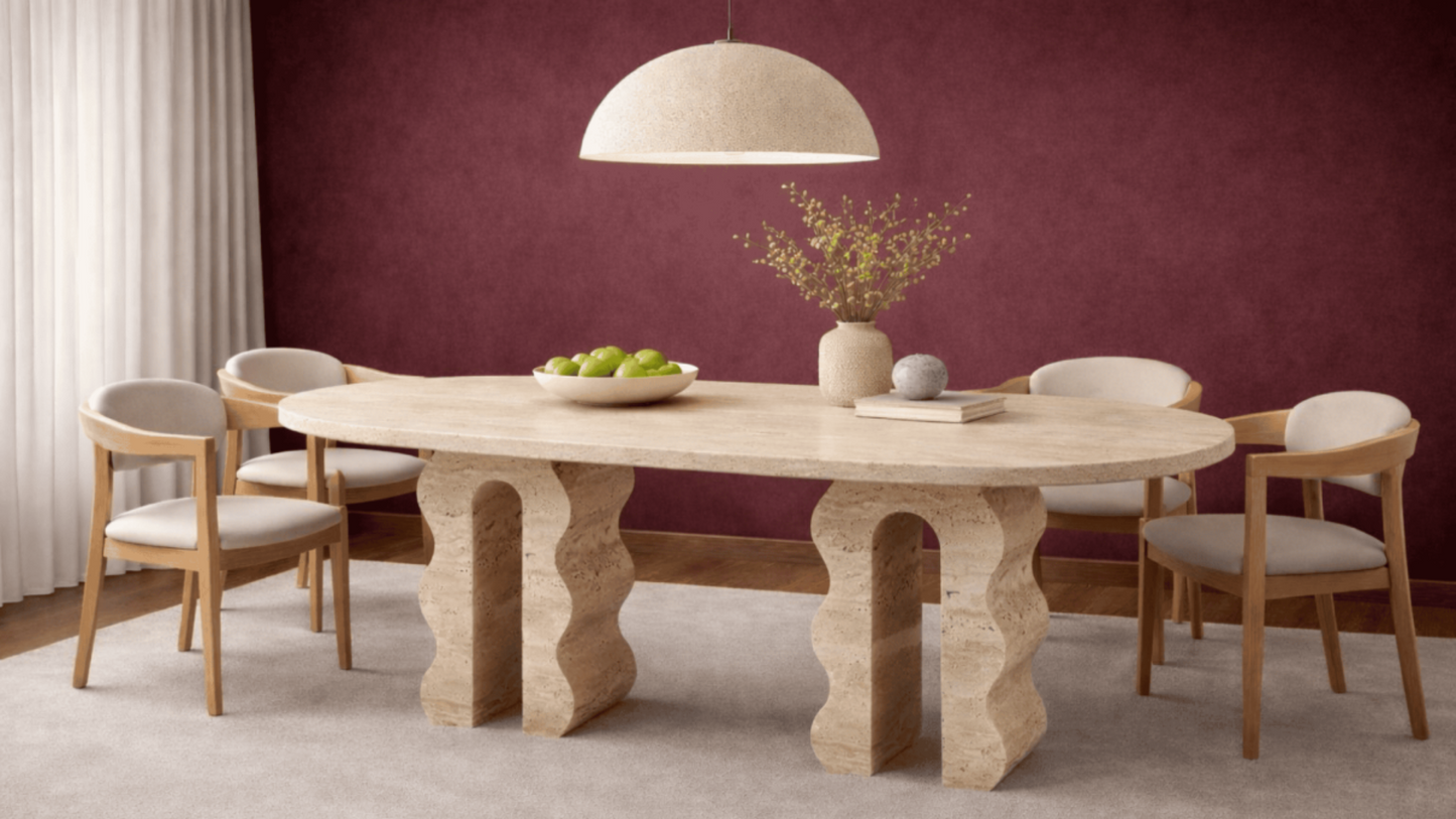 Lovecup  Travertine Marble Dining Table - MALTAYEMEKMASASI