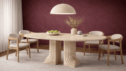Lovecup  Travertine Marble Dining Table - ZORAYEMEKMASASI