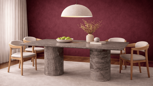 Sutunba Silver Travertine Marble Dining Table