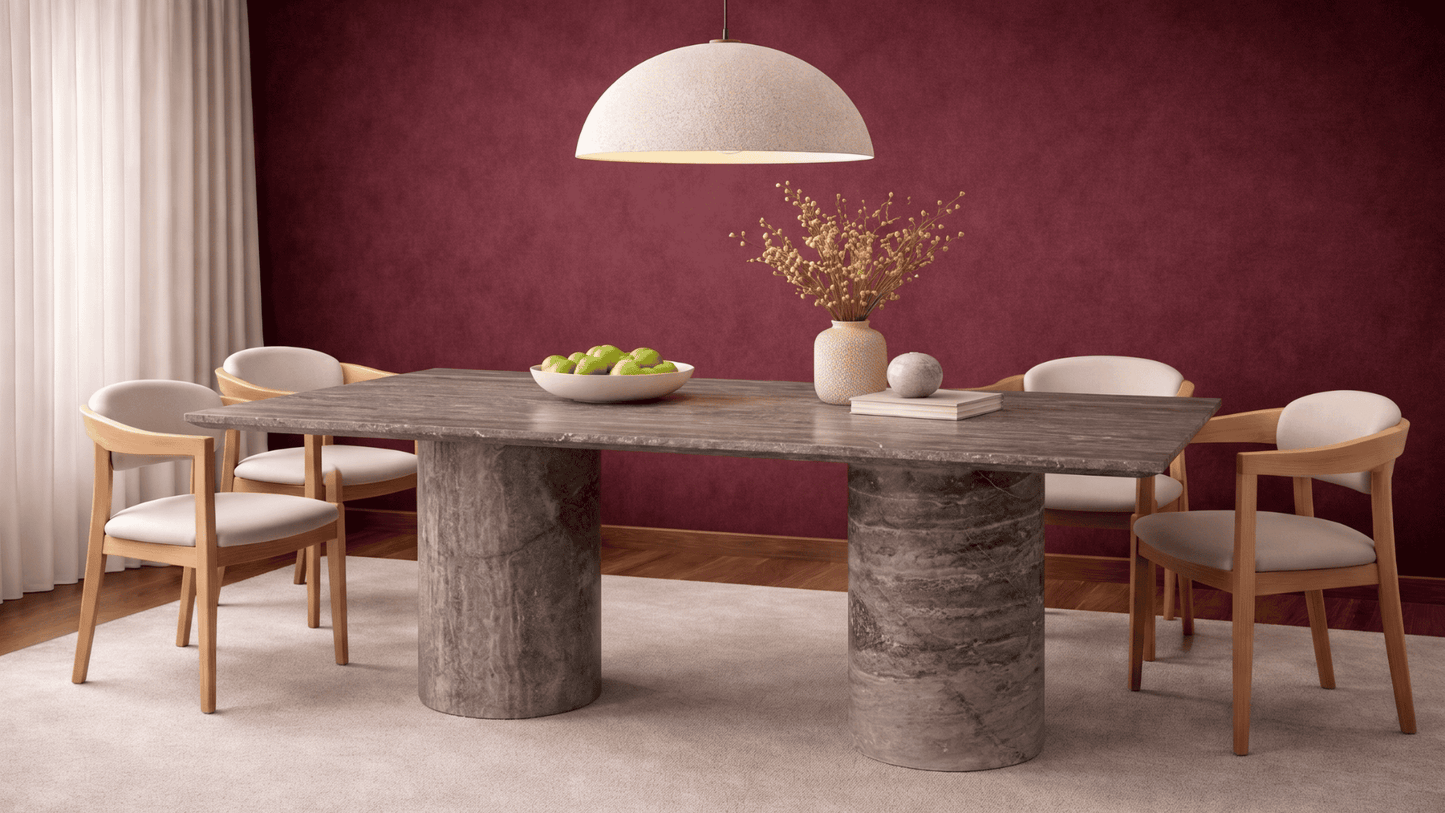 Sutunba Silver Travertine Marble Dining Table