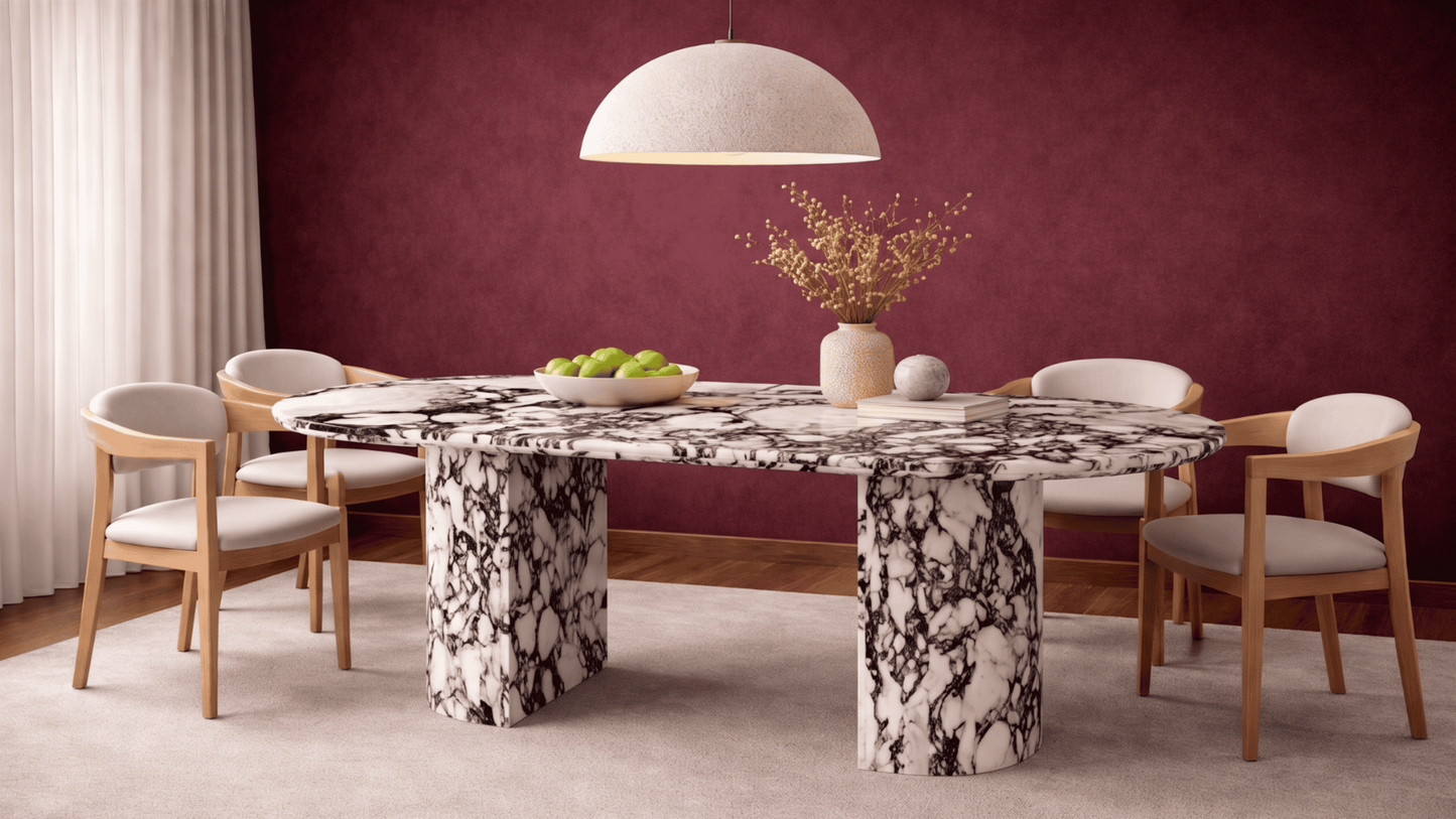 Lovecup  Delbinmen - Violet Marble Dining Table - DELBINMENEKSEYEMEKMASASI