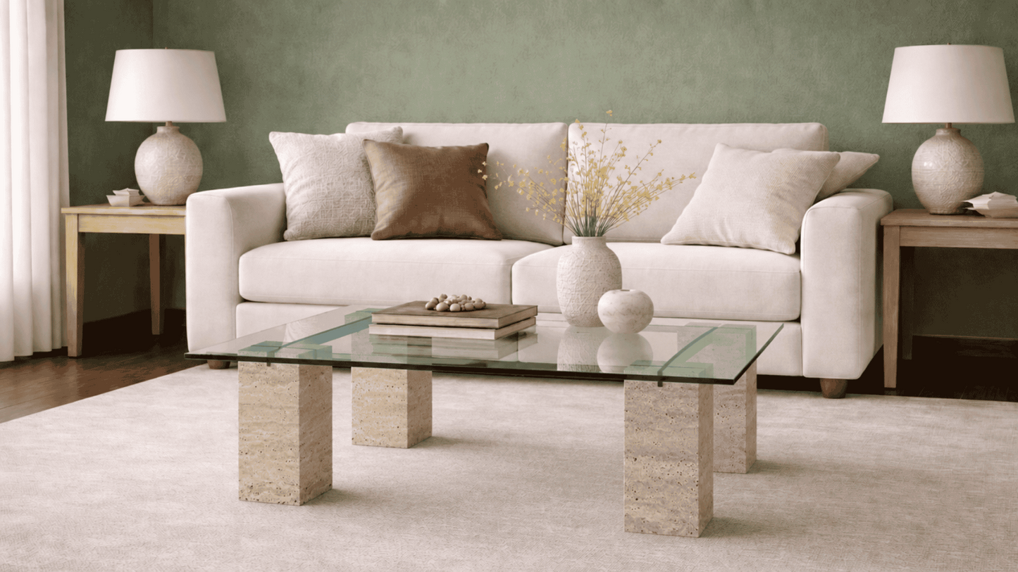 Lovecup  Cylindrical Leg Travertine Coffee Table - EMILYORTASEHPA