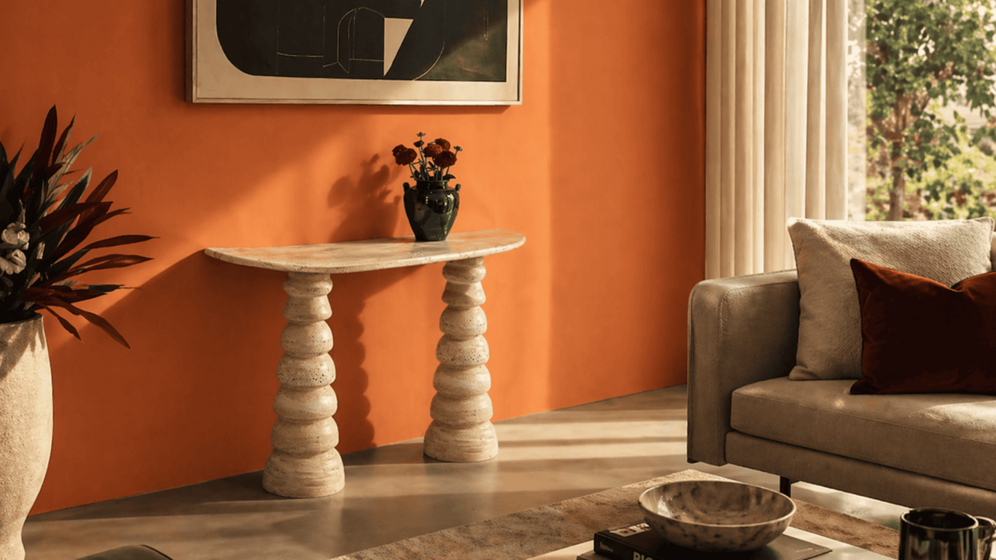 Lovecup  Travertine Console Table - Natural Stone Entryway Table - INDIADRESUAR