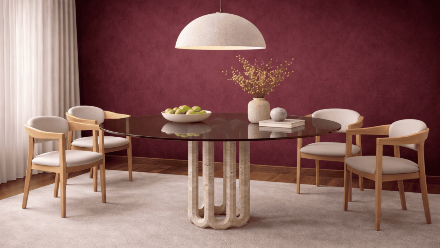 Lovecup  Martina Travertine Marble Dining Table - MARTINAYEMEKMASASI