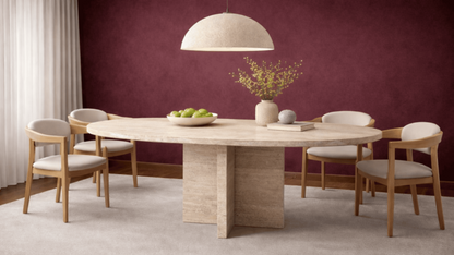 Lovecup  Emma Travertine Marble Dining Table - EMMAYEMEKMASASI