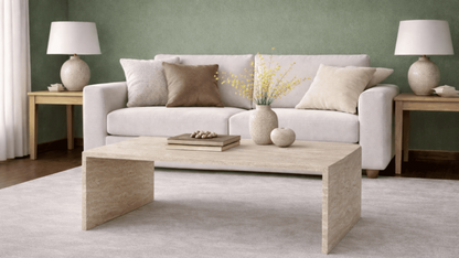 Lovecup Travertine Flat Top Coffee Table - Natural Stone - KEVINORTASEHPA