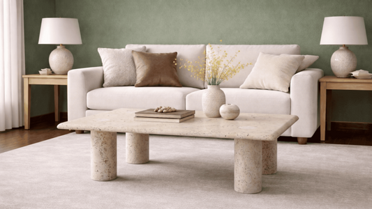 Lovecup  Marble Coffee Table with 4 Cylinder Legs - Natural Stone - JESSICAORTASEHPA