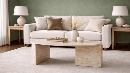 Lovecup  Marble Ellipse Pedestal Coffee Table - ROZARDAORTASEHPA