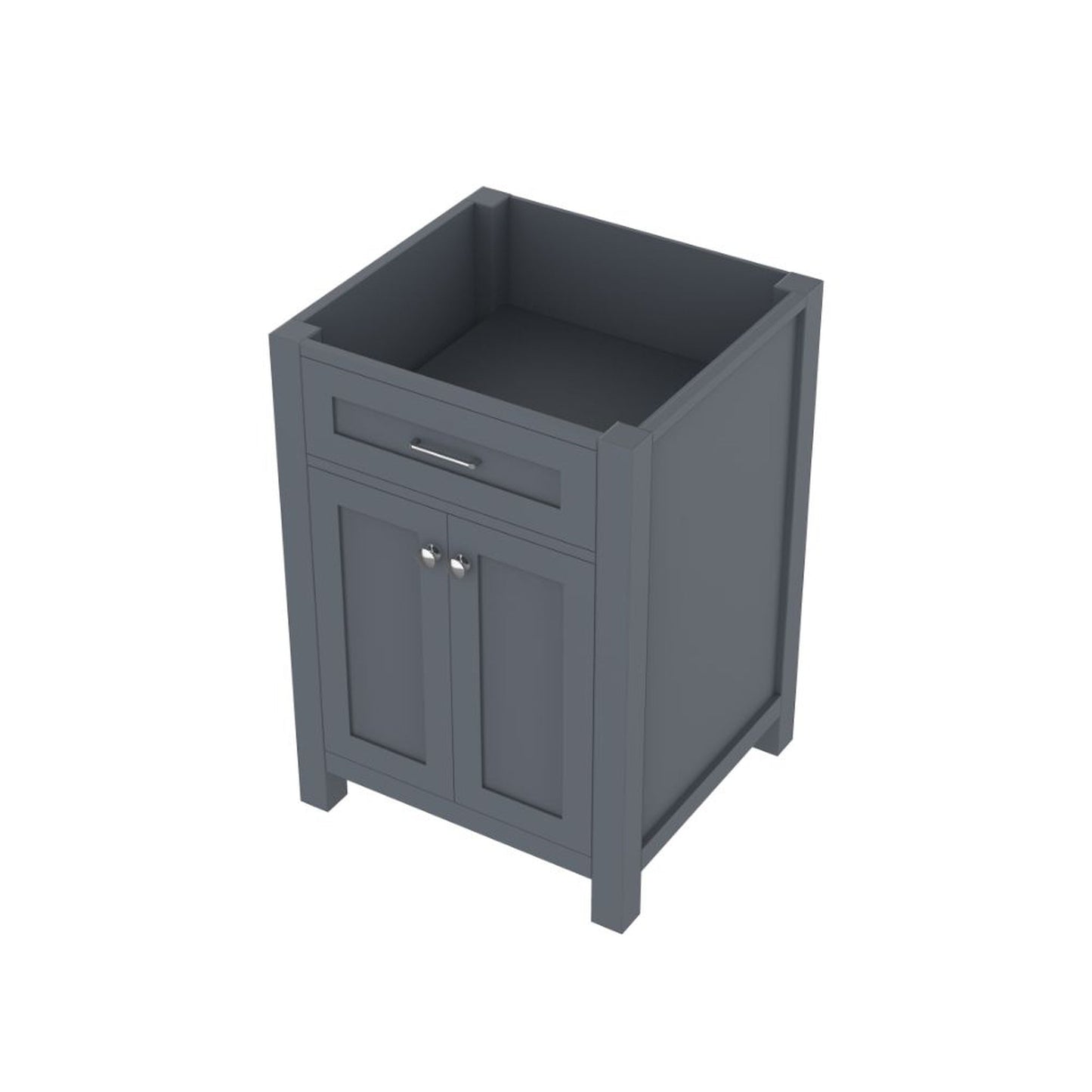 Alya Bath Norwalk 24" Single Gray Freestanding Bathroom Vanity With Brushed Nickel Edge Handles - HE-101-24-G