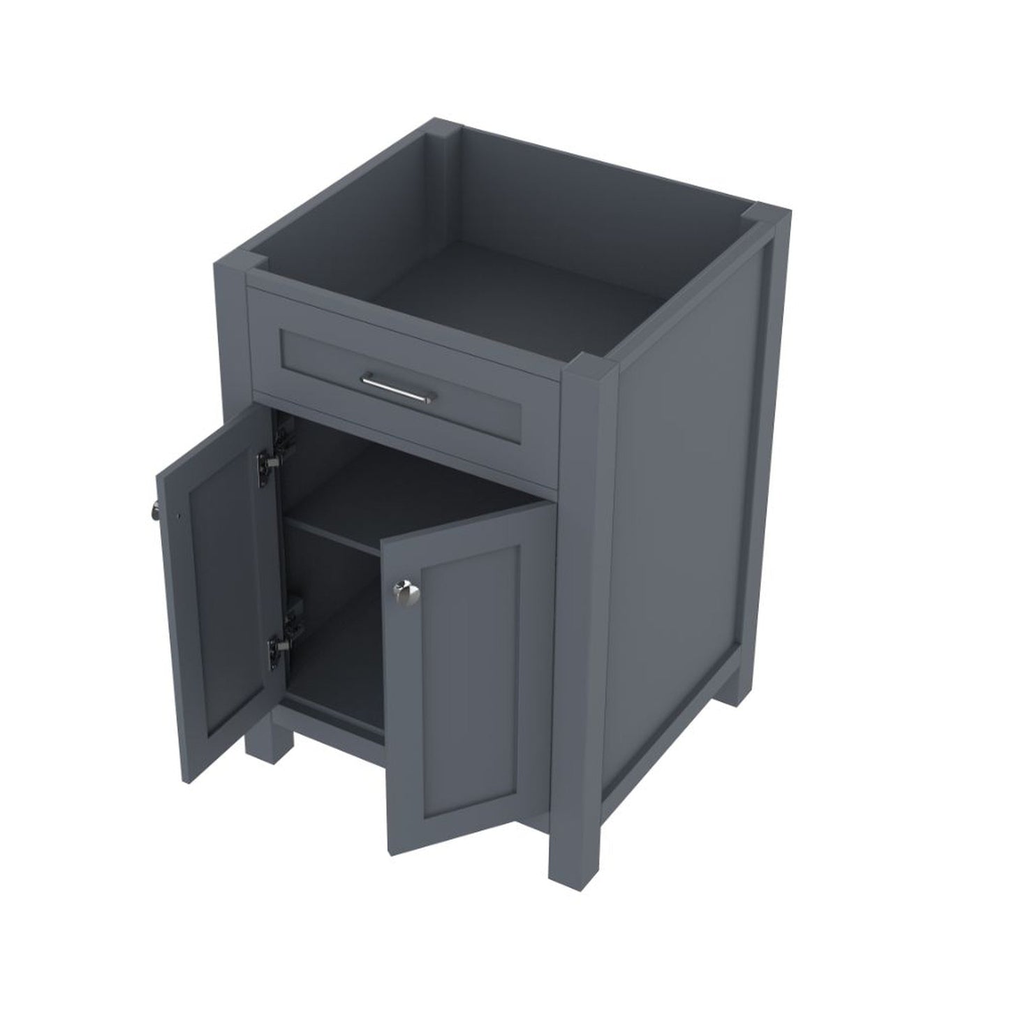 Alya Bath Norwalk 24" Single Gray Freestanding Bathroom Vanity With Brushed Nickel Edge Handles - HE-101-24-G