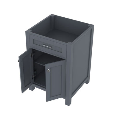 Alya Bath Norwalk 24" Single Gray Freestanding Bathroom Vanity With Brushed Nickel Edge Handles - HE-101-24-G