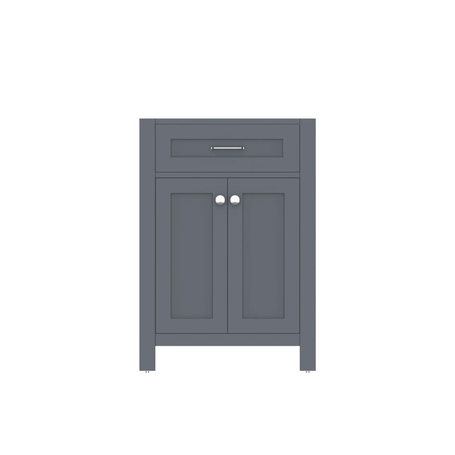Alya Bath Norwalk 24" Single Gray Freestanding Bathroom Vanity With Brushed Nickel Edge Handles - HE-101-24-G