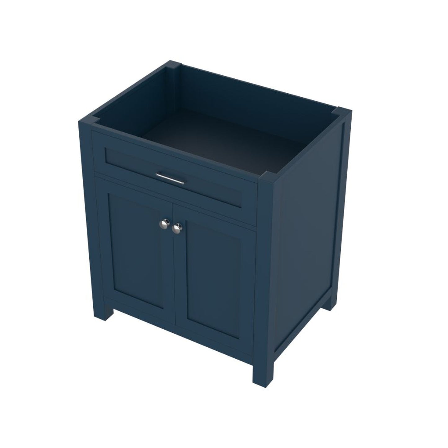 Alya Bath Norwalk 30" Single Blue Freestanding Bathroom Vanity With Brushed Nickel Edge Handles - HE-101-30-B