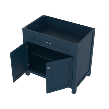 Alya Bath Norwalk 36" Single Blue Freestanding Bathroom Vanity With Brushed Nickel Edge Handles - HE-101-36-B
