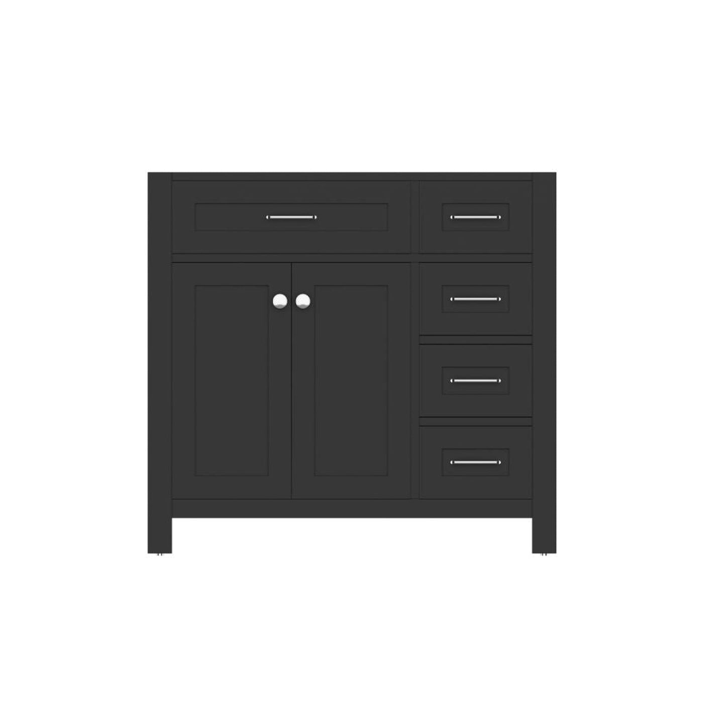 Alya Bath Norwalk  36" Single Espresso Freestanding Bathroom Vanity with Drawer and Brushed Nickel Edge Handles - HE-101-36-DR-E