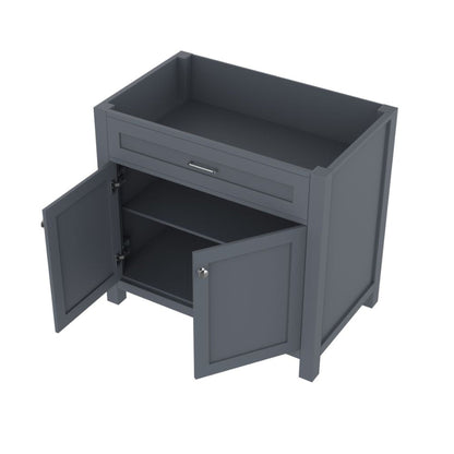 Alya Bath Norwalk 36" Single Gray Freestanding Bathroom Vanity With Brushed Nickel Edge Handles - HE-101-36-G