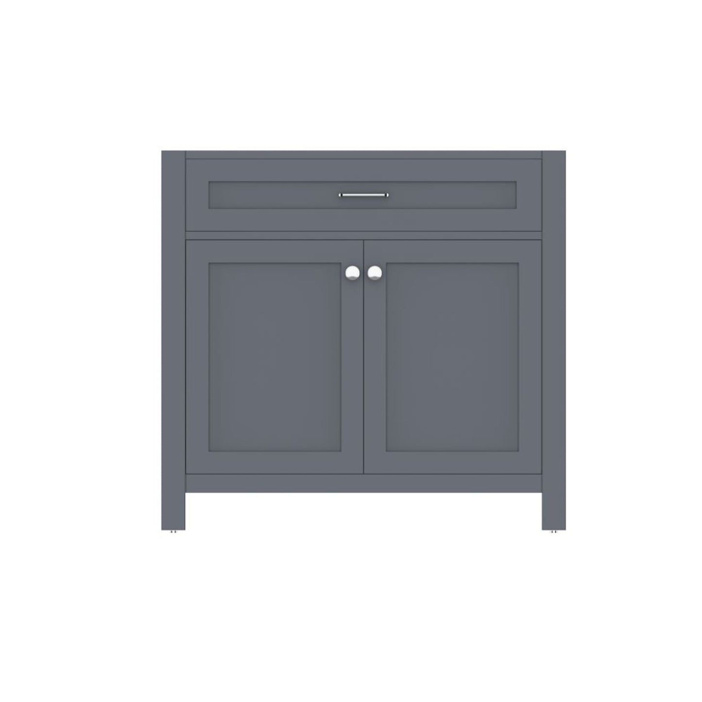 Alya Bath Norwalk 36" Single Gray Freestanding Bathroom Vanity With Brushed Nickel Edge Handles - HE-101-36-G