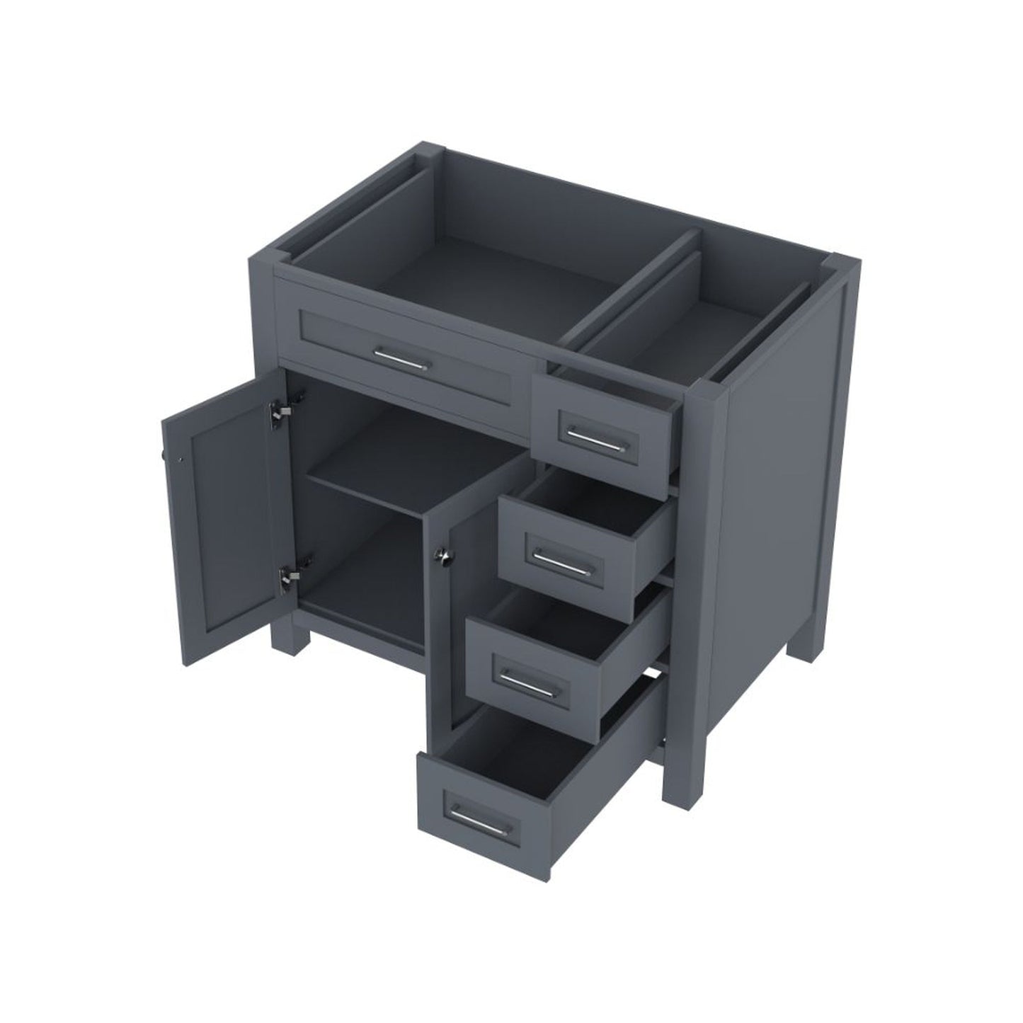 Alya Bath Norwalk  36" Single Gray Freestanding Bathroom Vanity with Drawer and Brushed Nickel Edge Handles - HE-101-36-DR-G