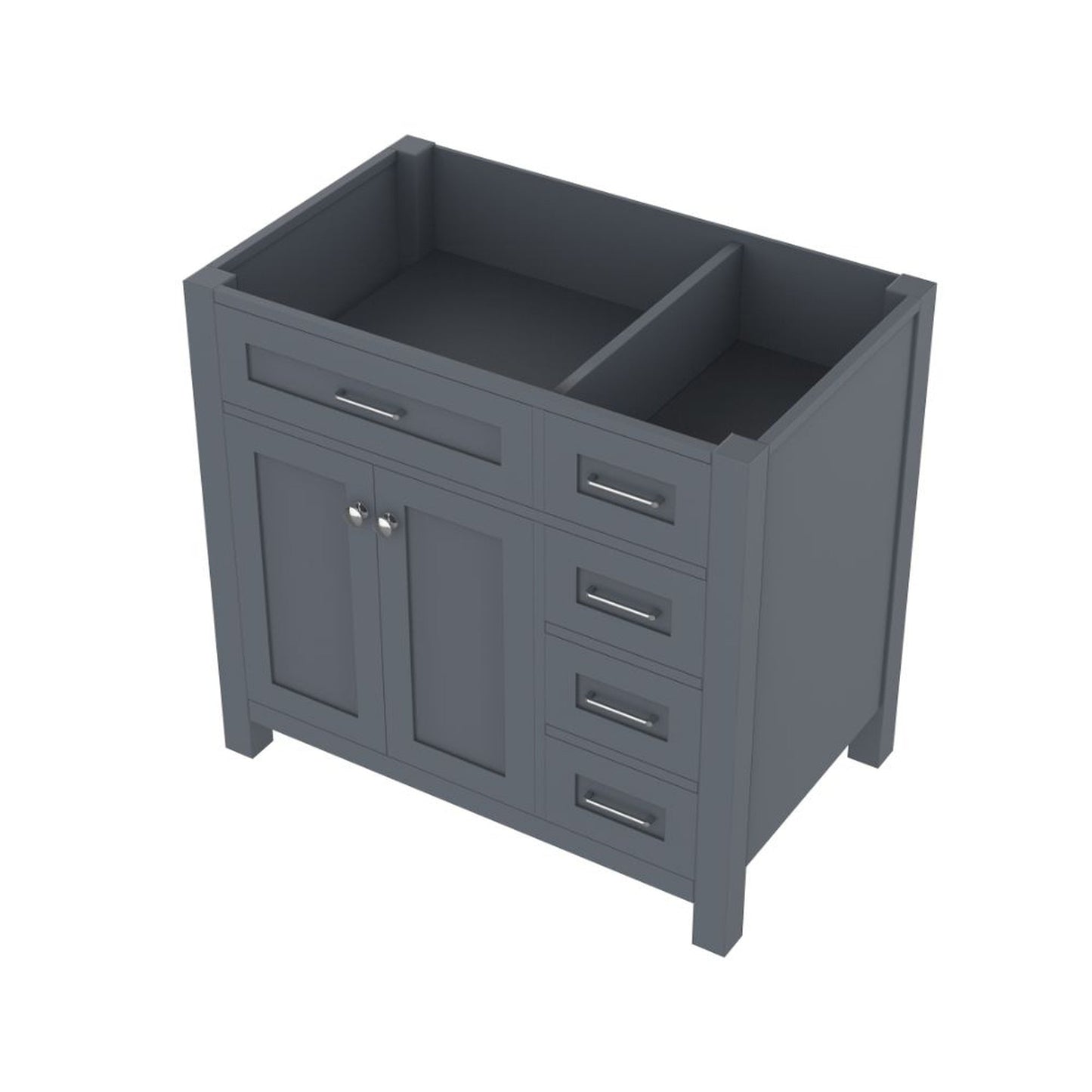 Alya Bath Norwalk  36" Single Gray Freestanding Bathroom Vanity with Drawer and Brushed Nickel Edge Handles - HE-101-36-DR-G