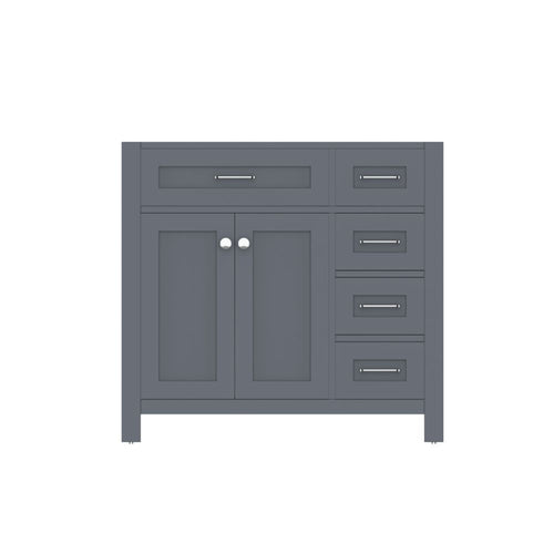 Alya Bath Norwalk  36" Single Gray Freestanding Bathroom Vanity with Drawer and Brushed Nickel Edge Handles - HE-101-36-DR-G