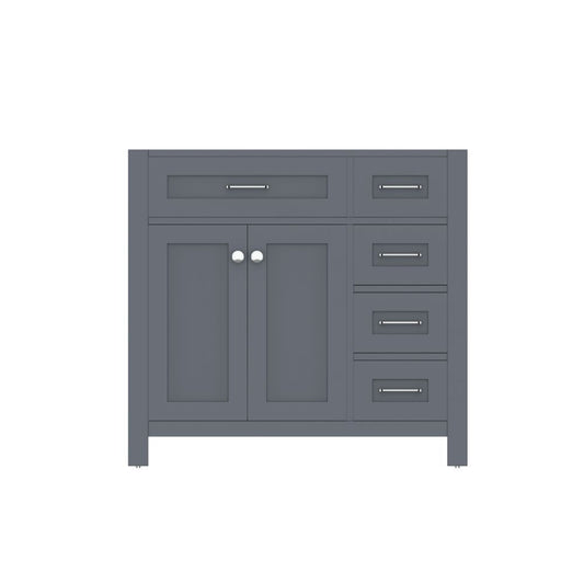 Alya Bath Norwalk  36" Single Gray Freestanding Bathroom Vanity with Drawer and Brushed Nickel Edge Handles - HE-101-36-DR-G